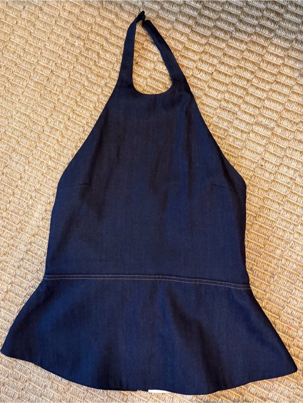 Zara Navy Halter Peplum Tank Top